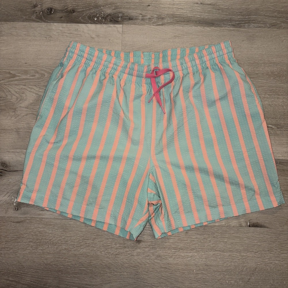 Chubbies Swim Trunks 5.5 Inch Seam Striped Men's Medium Green Pink